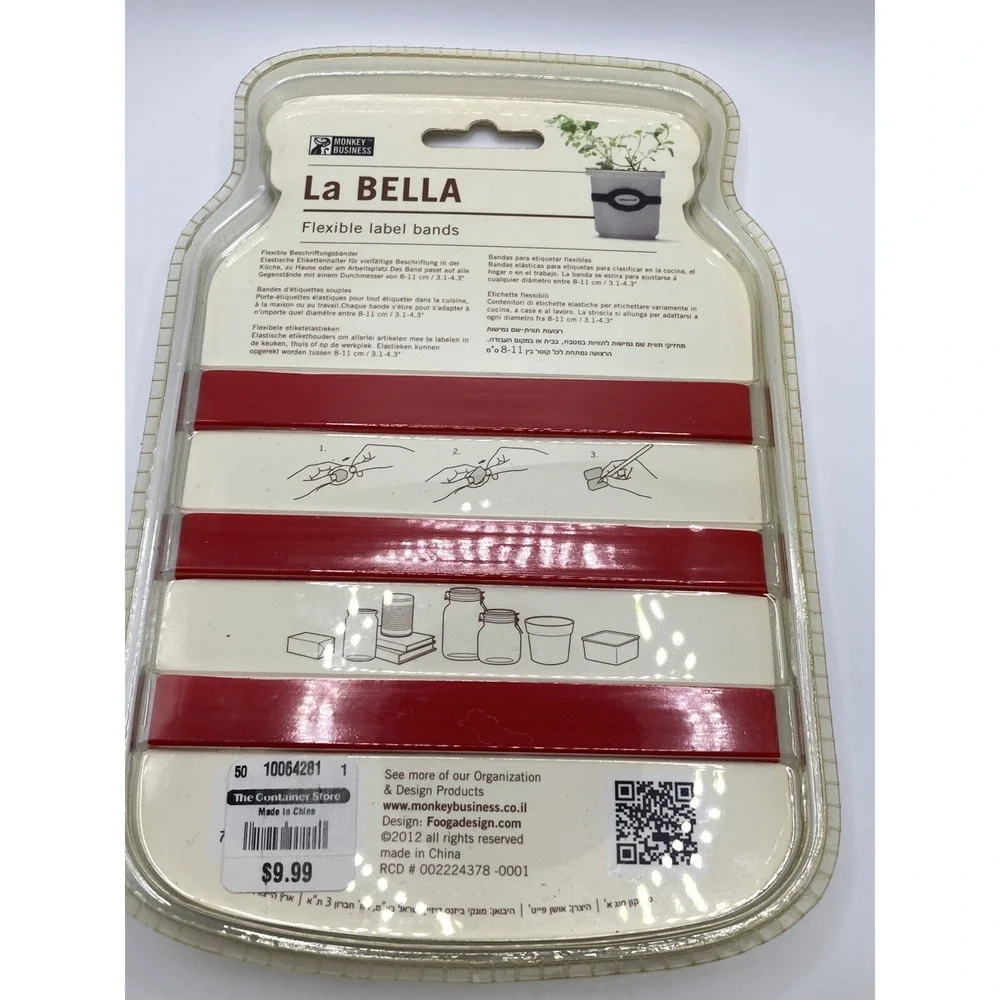 Monkey Business La Bella FLEXIBLE LABEL BANDS (Red) Pantry organize
